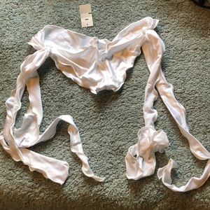 White frilly rave bikini bottoms